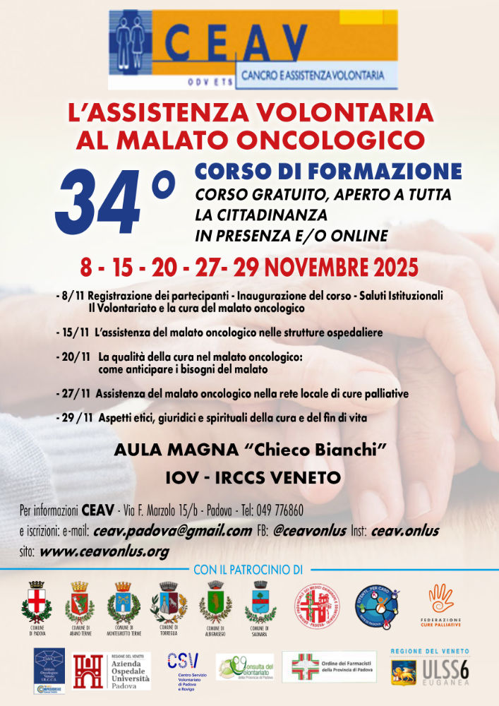 34° Corso di Formazione per Volontari all’assistenza del malato oncologico