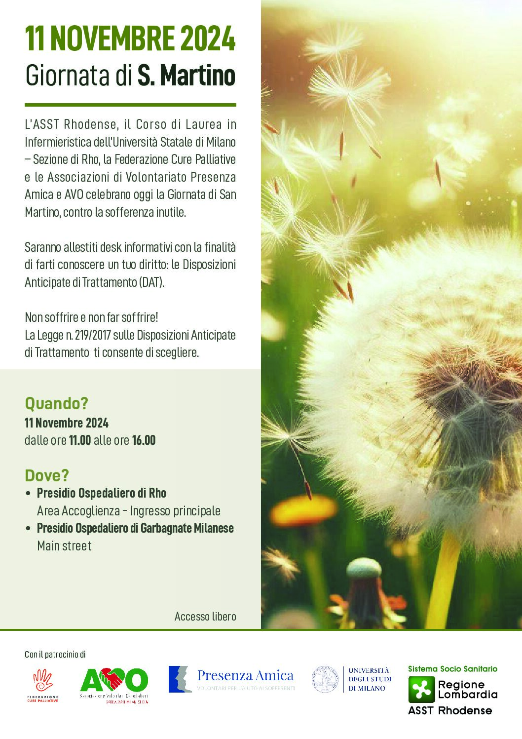 La giornata di San Martino dedicata alle DAT