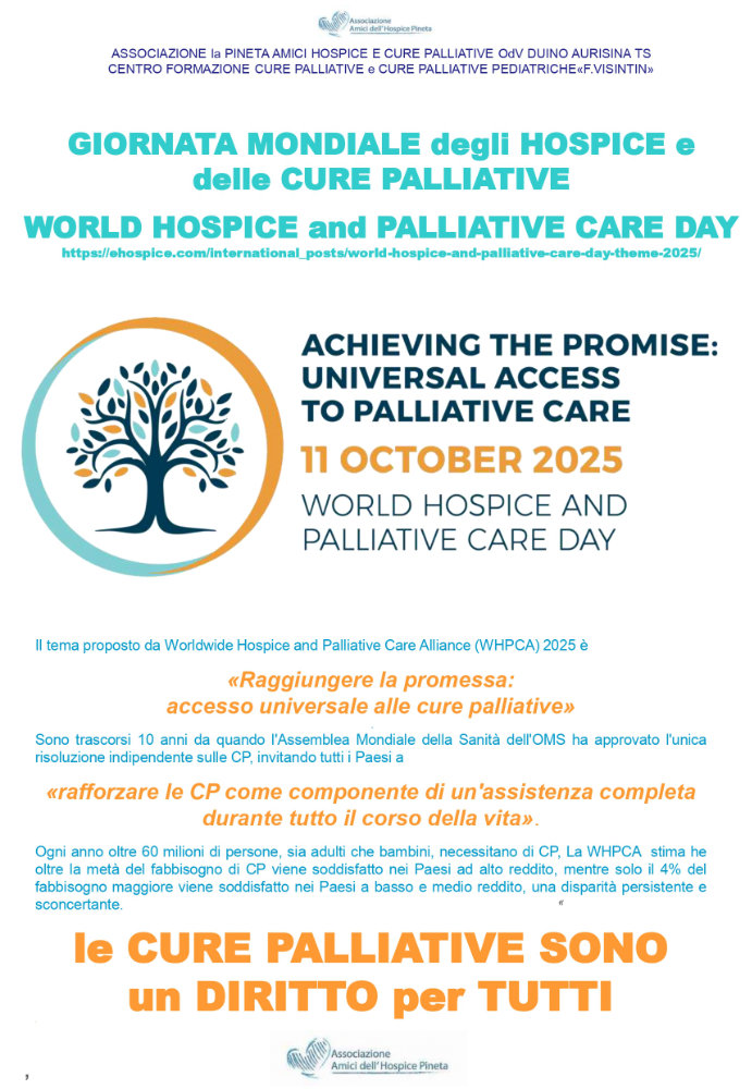 Giornata Mondiale degli Hospice e delle Cure Palliative