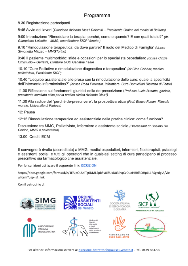 Personalizzazione delle cure per la persona con malattia cronica avanzata: le ragioni della rimodulazione terapeutica ed assistenziale